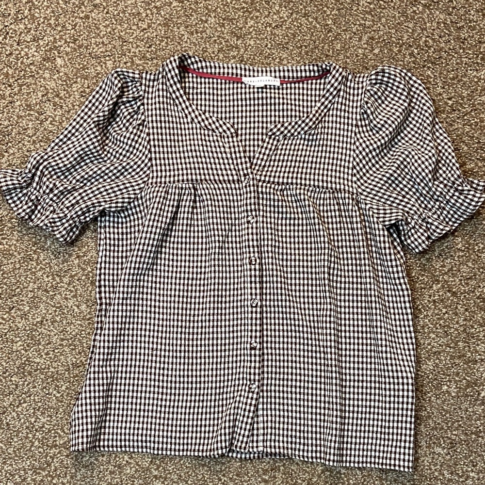 Jane and Delancey Black and White Checkered Blouse